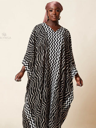 Retro Striped Kaftan - Huriya Swimwearvariant_sku#Retro Striped Kaftan0Huriya SwimwearDark GreyOne Size