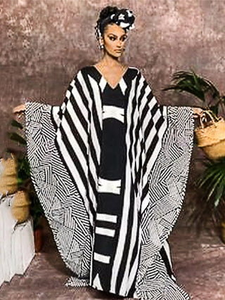 Striped boho Kaftan - Huriya Swimwearvariant_sku#Striped boho Kaftan0Huriya Swimwear